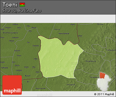 Physical 3D Map of Toeni, darken