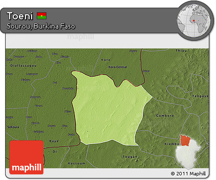 Physical 3D Map of Toeni, darken