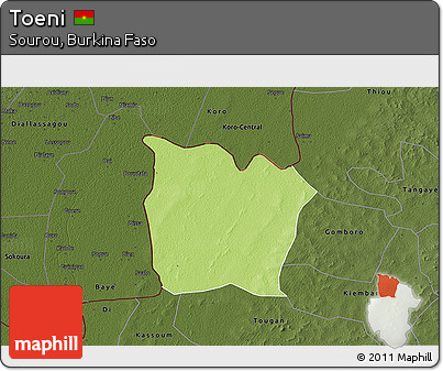 Physical 3D Map of Toeni, darken