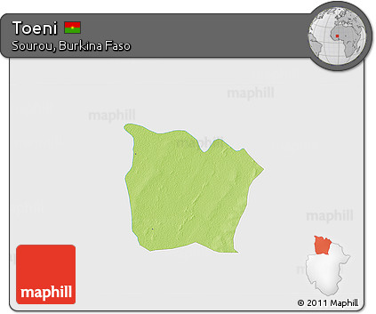 Physical 3D Map of Toeni, single color outside