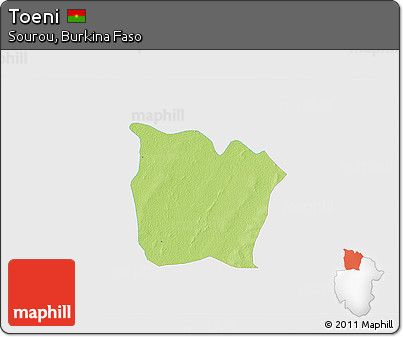 Physical 3D Map of Toeni, single color outside