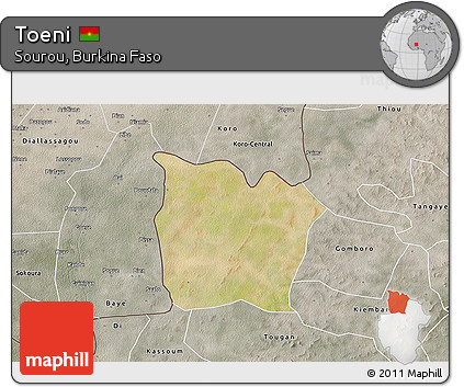 Satellite 3D Map of Toeni, semi-desaturated
