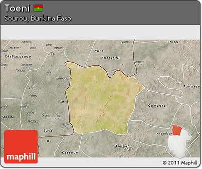 Satellite 3D Map of Toeni, semi-desaturated
