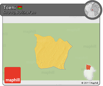 Savanna Style 3D Map of Toeni, single color outside