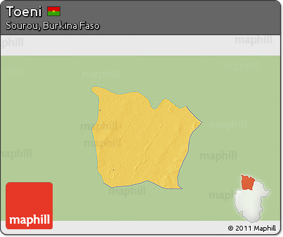 Savanna Style 3D Map of Toeni, single color outside