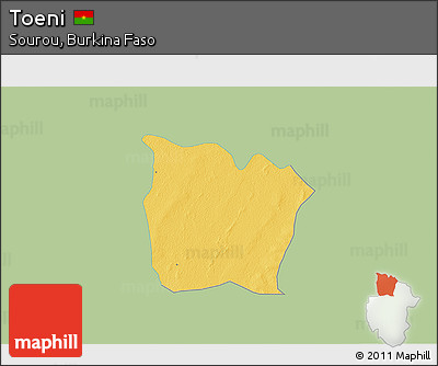 Savanna Style 3D Map of Toeni, single color outside