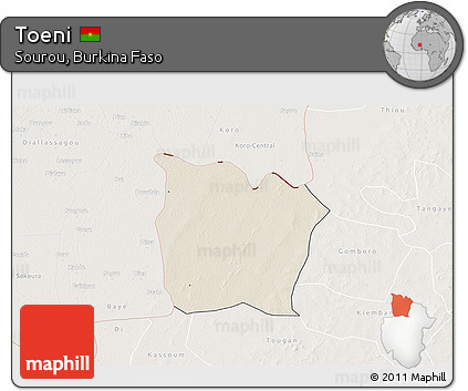 Shaded Relief 3D Map of Toeni, lighten