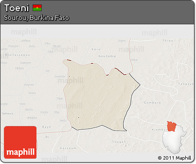 Shaded Relief 3D Map of Toeni, lighten