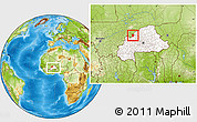 Physical Location Map of Toeni, highlighted country, within the entire country
