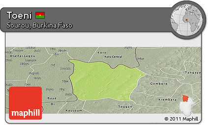 Physical Panoramic Map of Toeni, semi-desaturated