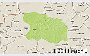 Physical 3D Map of Tougan, shaded relief outside