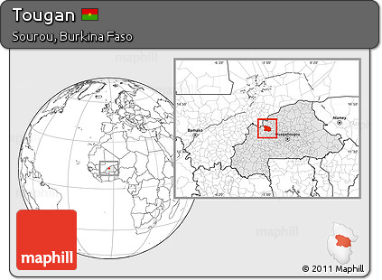 Blank Location Map of Tougan, highlighted country