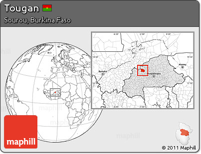 Blank Location Map of Tougan, highlighted country