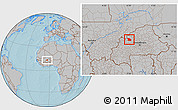 Gray Location Map of Tougan, hill shading