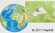 Physical Location Map of Tougan, highlighted country, highlighted parent region, within the entire country