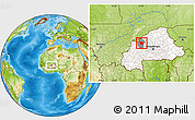 Physical Location Map of Tougan, highlighted country, highlighted parent region