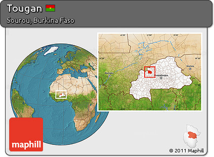 Satellite Location Map of Tougan, highlighted country