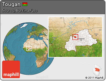 Satellite Location Map of Tougan, highlighted country