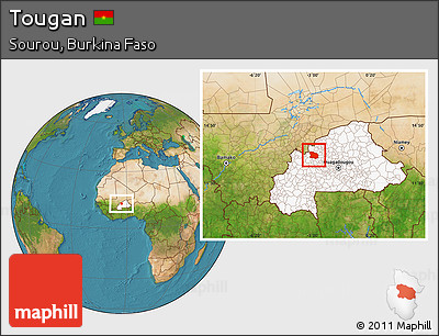 Satellite Location Map of Tougan, highlighted country