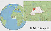 Savanna Style Location Map of Tougan, highlighted country, within the entire country