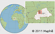 Savanna Style Location Map of Tougan, highlighted country, highlighted parent region