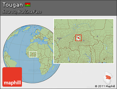 Savanna Style Location Map of Tougan, highlighted parent region, within the entire country