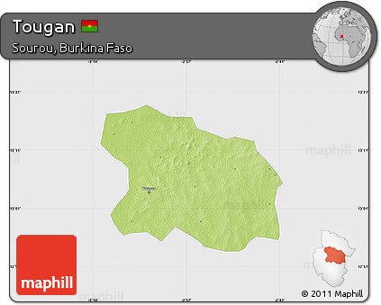 Physical Map of Tougan, single color outside