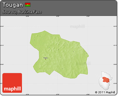 Physical Map of Tougan, single color outside