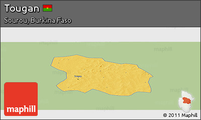Savanna Style Panoramic Map of Tougan, single color outside