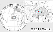 Blank Location Map of Yaba, highlighted country