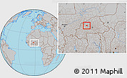 Gray Location Map of Yaba, within the entire country