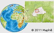 Physical Location Map of Yaba, highlighted country, within the entire country