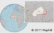 Gray Location Map of Tambaga, highlighted country, within the entire country, hill shading