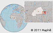 Gray Location Map of Tambaga, highlighted country, highlighted parent region, within the entire country, hill shading