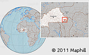 Gray Location Map of Tambaga, highlighted country, hill shading