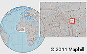 Gray Location Map of Tambaga, highlighted parent region, within the entire country, hill shading