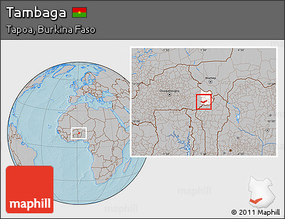 Gray Location Map of Tambaga, highlighted parent region, hill shading