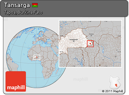 Gray Location Map of Tansarga, highlighted country