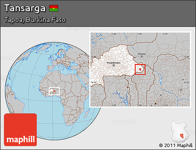 Gray Location Map of Tansarga, highlighted country