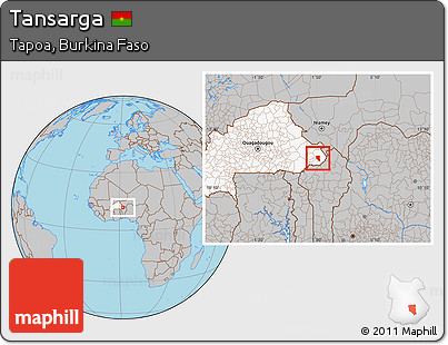 Gray Location Map of Tansarga, highlighted country