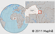 Gray Location Map of Tansarga, highlighted country, hill shading