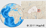Shaded Relief Location Map of Tansarga, highlighted country, highlighted parent region, within the entire country