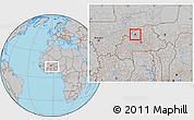 Gray Location Map of Ouahigouya, within the entire country