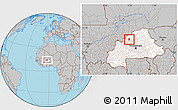 Gray Location Map of Ouahigouya, highlighted country
