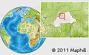 Physical Location Map of Ouahigouya, highlighted country, within the entire country