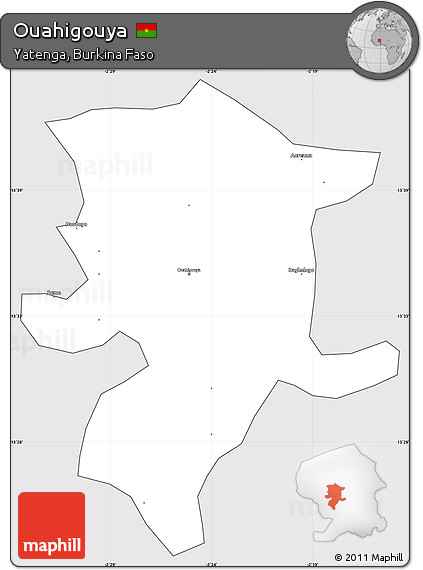 Silver Style Simple Map of Ouahigouya, cropped outside