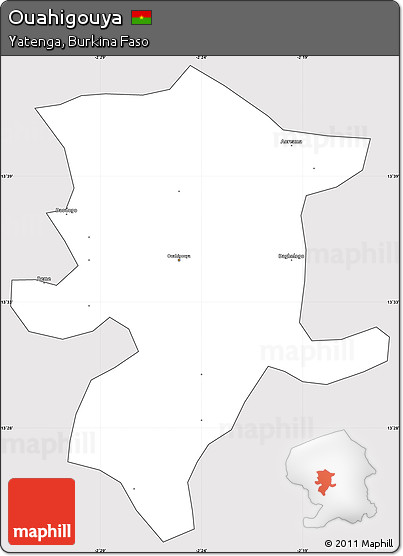 Silver Style Simple Map of Ouahigouya, cropped outside