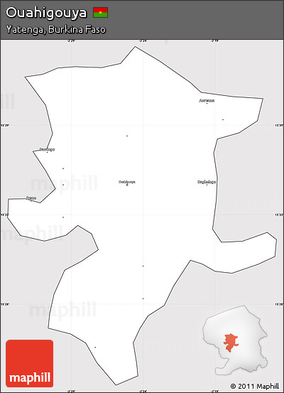 Silver Style Simple Map of Ouahigouya, cropped outside