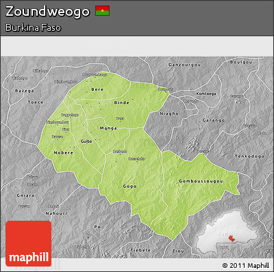 Physical 3D Map of Zoundweogo, desaturated