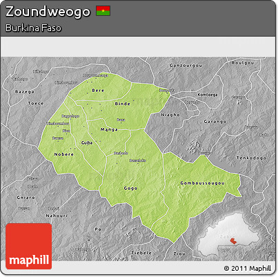 Physical 3D Map of Zoundweogo, desaturated